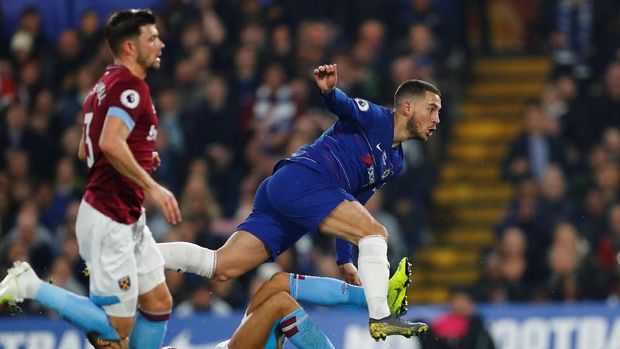 West Ham kalah karena dua gol dari Eden Hazard.