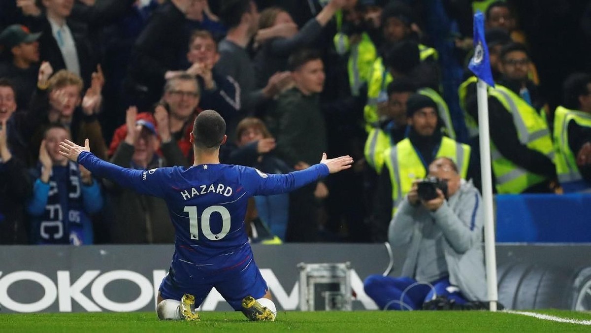 Eden Hazard mencetak salah satu gol terbaik di Liga Inggris musim ini (REUTERS/Eddie Keogh)