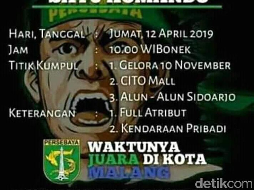 Viral Poster Ajakan Nonton ke Malang, Bonek Diimbau Tak Terprovokasi Viral Poster Ajakan Nonton ke Malang, Bonek Diimbau Tak Terprovokasi
