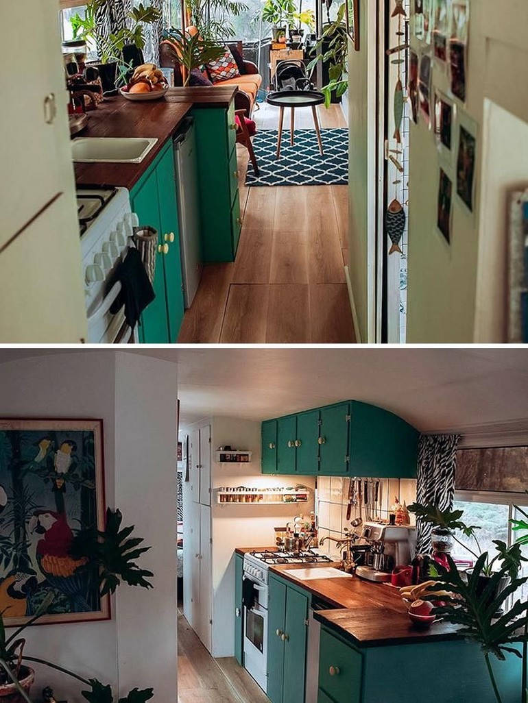 Ruangan di dalam bus ini bisa dijadikan kamar tidur, dapur, kamar mandi sekaligus ruang tamu yang nyaman. Kuncinya adalah flat design, di mana rak, laci, ataupun perabotan lainnya bisa dilipat dan dibuka kembali jika dibutuhkan. Foto: Dok. Boredpanda/Vanclan