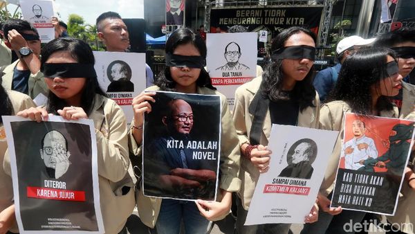 Massa Geruduk KPK Peringati 2 Tahun Kasus Novel Baswedan