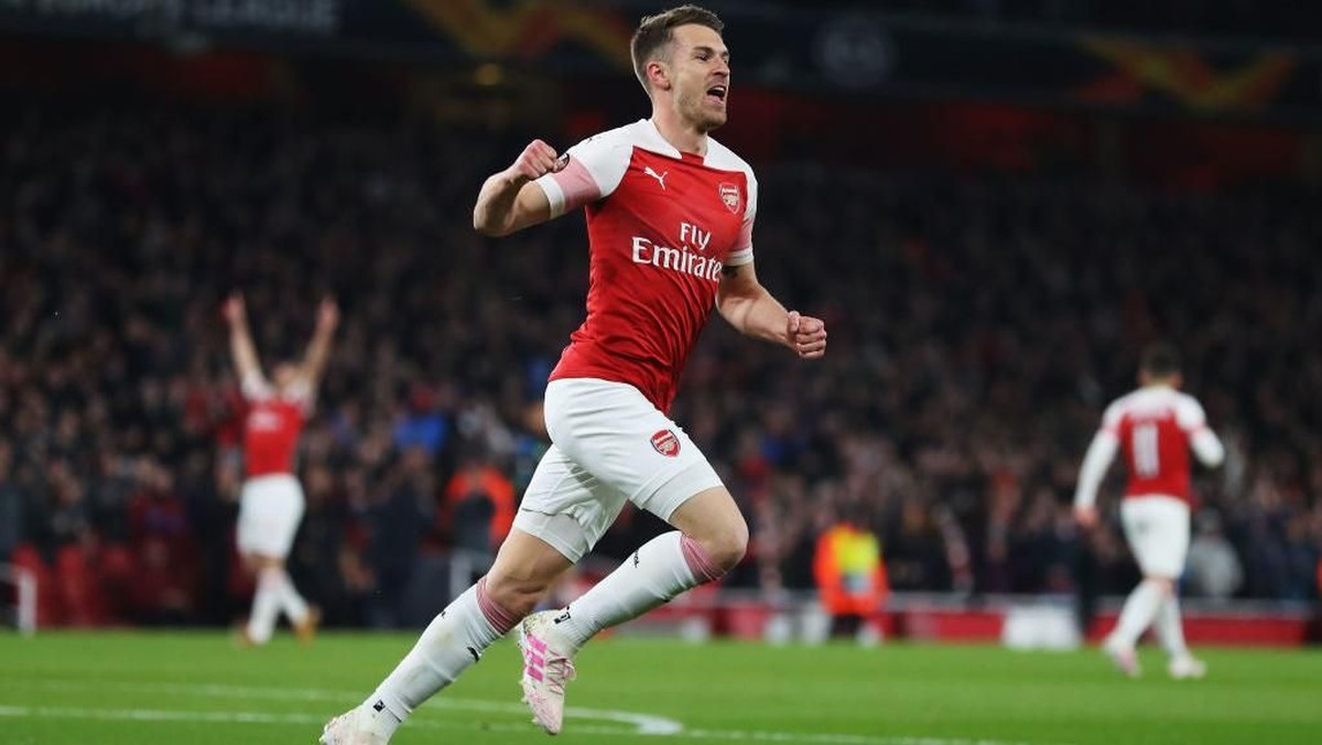 Aaron Ramsey mencetak satu gol untuk membawa Arsenal  menang 2-0 atas Napoli (Foto: Catherine Ivill/Getty Images)