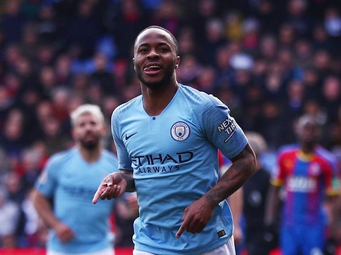 Pemain Manchester City, Raheem Sterling, merayakan gol ke gawang Crystal Palace. (Foto: Hannah Mckay/Reuters) Pemain Manchester City, Raheem Sterling, merayakan gol ke gawang Crystal Palace. (Foto: Hannah Mckay/Reuters)