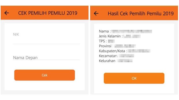 Cara Cek Nama di DPT Pemilu 2019 via Aplikasi