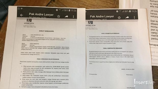 Surat Kontrak Daniel dan Vicky
