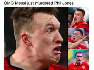 Phil Jones Dikerjai Lionel Messi Ramai Jadi Meme Phil Jones Dikerjai Lionel Messi Ramai Jadi Meme