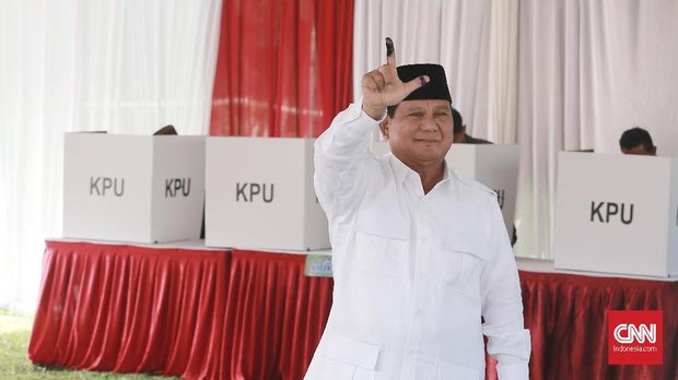Prabowo Subianto setelah Nyoblos. (