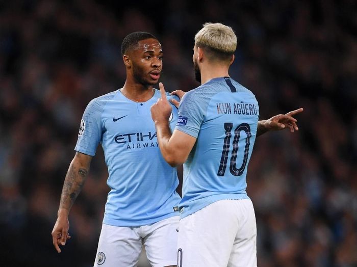 Pemain Manchester City, Raheem Sterling dan Sergio Aguero. (Foto: Laurence Griffiths/Getty Images) Pemain Manchester City, Raheem Sterling dan Sergio Aguero. (Foto: Laurence Griffiths/Getty Images)