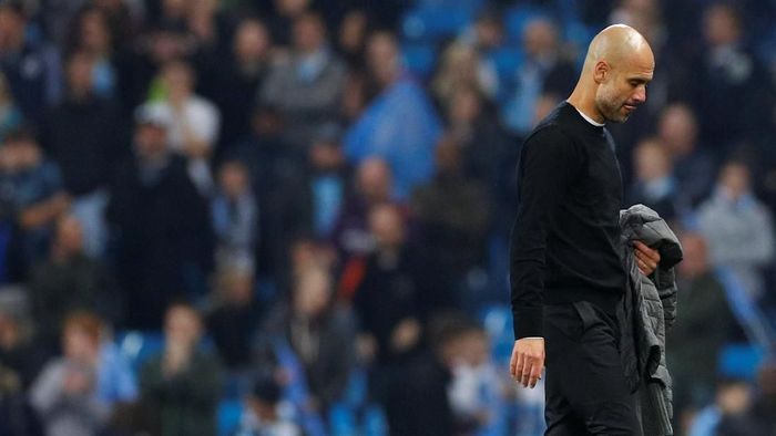 Pep Guardiola Soccer Football - Champions League Quarter Final Second Leg - Manchester City v Tottenham Hotspur - Etihad Stadium, Manchester, Britain - April 17, 2019 Manchester City manager Pep Guardiola reacts after the match REUTERS/Phil Noble