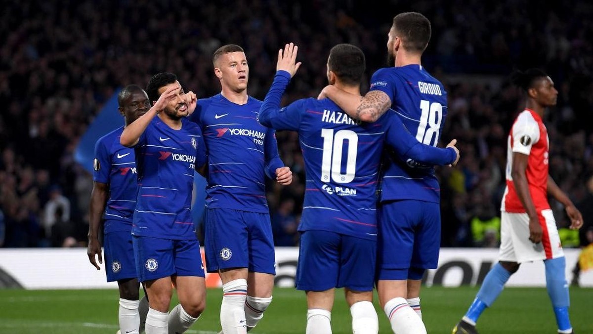 Chelsea lolos ke semifinal Liga Europa usai menang 4-3 atas Slavia Praha di leg kedua perempatfinal (Foto: Mike Hewitt/Getty Images)