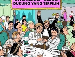 Kocak! Ilustrasi Pasangan Menikah Ini Simbol Pemilu yang Damai