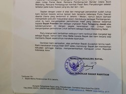 Ini Surat Undur Diri Bupati Madina karena Jokowi Kalah di Wilayahnya