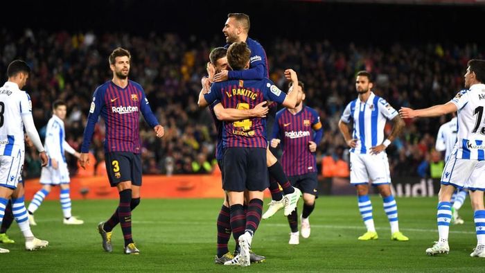 Barcelona mengalahkan Real Sociedad 2-1 di pekan ke-33 Liga Spanyol, Minggu (21/4/2019) dini hari WIB. (Foto: David Ramos/Getty Images)