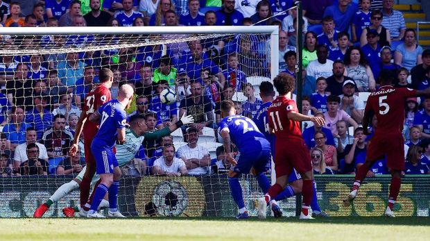 Gol pertama Liverpool yang dicetak Georginio Wijnaldum. (