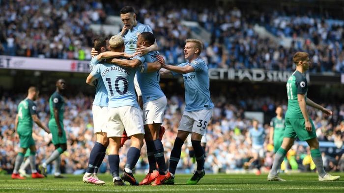 Manchester City mengukir rekor baru di kandang usai mengalahkan Tottenham Hotspur 1-0 di Etihad, Sabtu (20/4/2019). (Foto: Shaun Botterill/Getty Images)