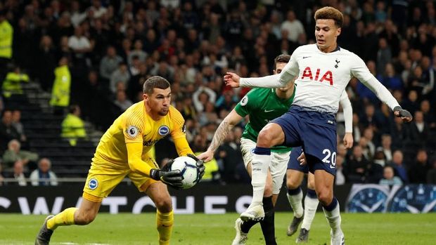 Tottenham sempat kesulitan menembus gawang Brighton. (