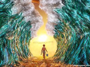 Keren, Seniman Ini Buat Instalasi Seni dari Sampah Plastik