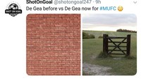 De Gea sebelumnya menjadi kiper tangguh, tapi belakangan mudah membuat blunder. Salah satunya sata menghadapi Barcelona di 16 perempatfinal Liga Champions beberapa waktu lalu. De Gea seolah berubah dari tembok tebal, menjadi pagar yang mudah ditembus. (Foto: Twitter @ShotonGoal247)