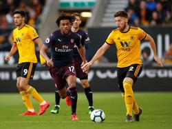 Bertanding di Molineux Stadium, Kamis (25/4/2019) dinihari WIB, Arsenal tertinggal 0-3 di babak pertama dalam lanjutan Liga Inggris. Andrew Boyers/Reuters.