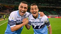 Lazio berhasil menang tipis 1-0 di markas AC Milan di laga semifinal leg II Coppa Italia. Hasil itu mengantarkan Lazio maju ke final usai unggul agregat 1-0. Marco Rosi/Getty Images.