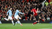 Leroy Sane memperbesar keunggulan City di menit ke-66. Gol datang lewat serangan balik. (Foto: Carl Recine/Reuters)