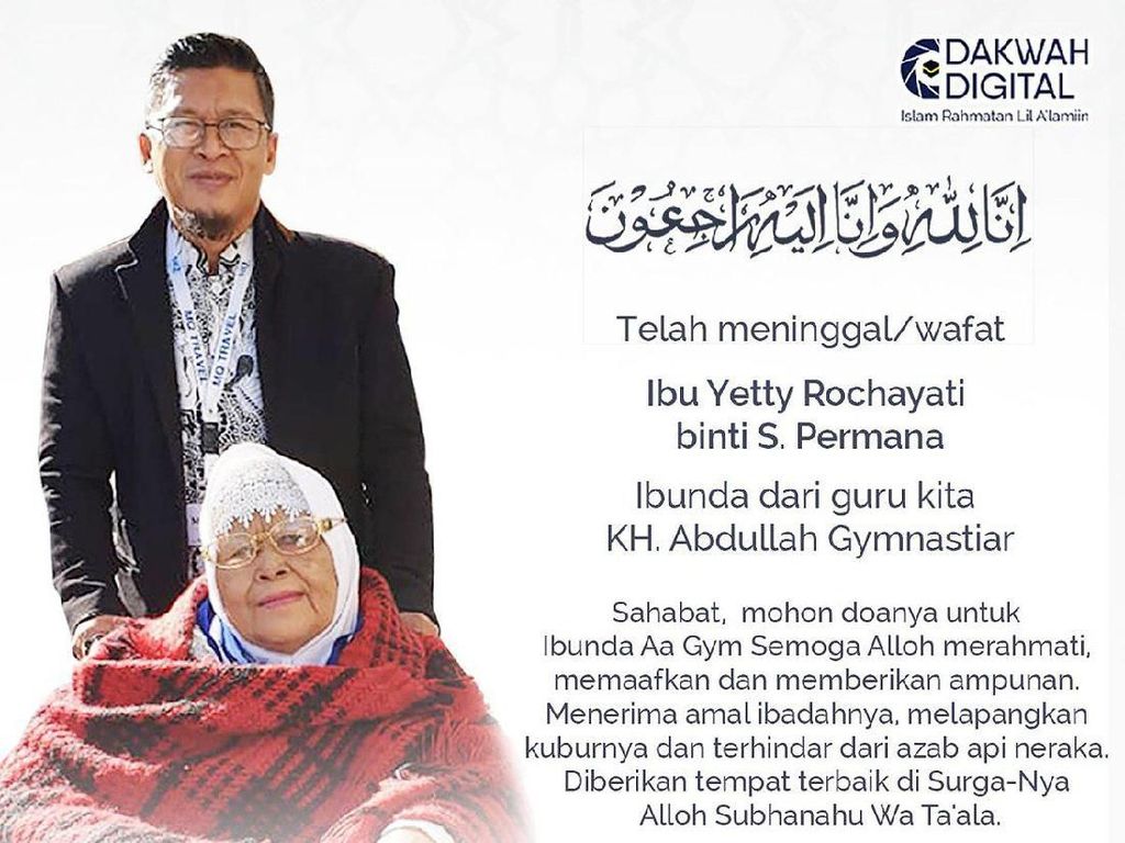 Ibunda Aa Gym Meninggal, Marini Zumarnis hingga Ahok Turut Berduka Ibunda Aa Gym Meninggal, Marini Zumarnis hingga Ahok Turut Berduka