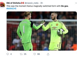 Ada anggapan De Gea dan Karius bertukar peran. Saat De Gea jadi sering buat blunder, Karius justru tampil hebat belakangan ini untuk Besiktas--klub yang sedang meminjamnya. Terakhir, Karius bisa memblok tendangan penalti lawannya di Liga Turki. (Foto: Internet/Twitter)
