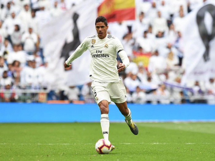 MADRID, SPAIN - APRIL 21:  Rafael Varane of Real Madrid in action during the La Liga match between Real Madrid CF and Athletic Club at Estadio Santiago Bernabeu on April 21, 2019 in Madrid, Spain. (Photo by Denis Doyle/Getty Images)