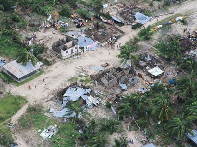 Foto Udara Dampak Ganasnya Badai Kenneth di Mozambik