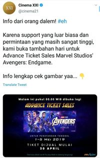 Xxi Tambah Tiket Pre Sale Avengersendgame