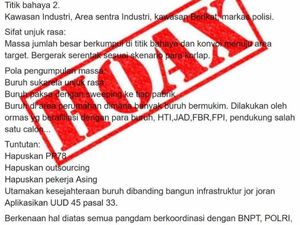 TNI Pastikan Kabar Aksi Hari Buruh Berpotensi Anarkis Hoax