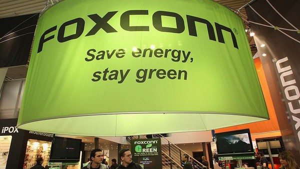 HANOVER, GERMANY - MARCH 04:  The stand of Taiwanese electonics giant Foxconn promotes green and energy saving business practice at the CeBIT technology fair on the first day the fair opened to the public on March 4, 2008 in Hanover, Germany. CeBIT, the worlds largest technology trade fair, will run from March 4-9.  (Photo by Sean Gallup/Getty Images)