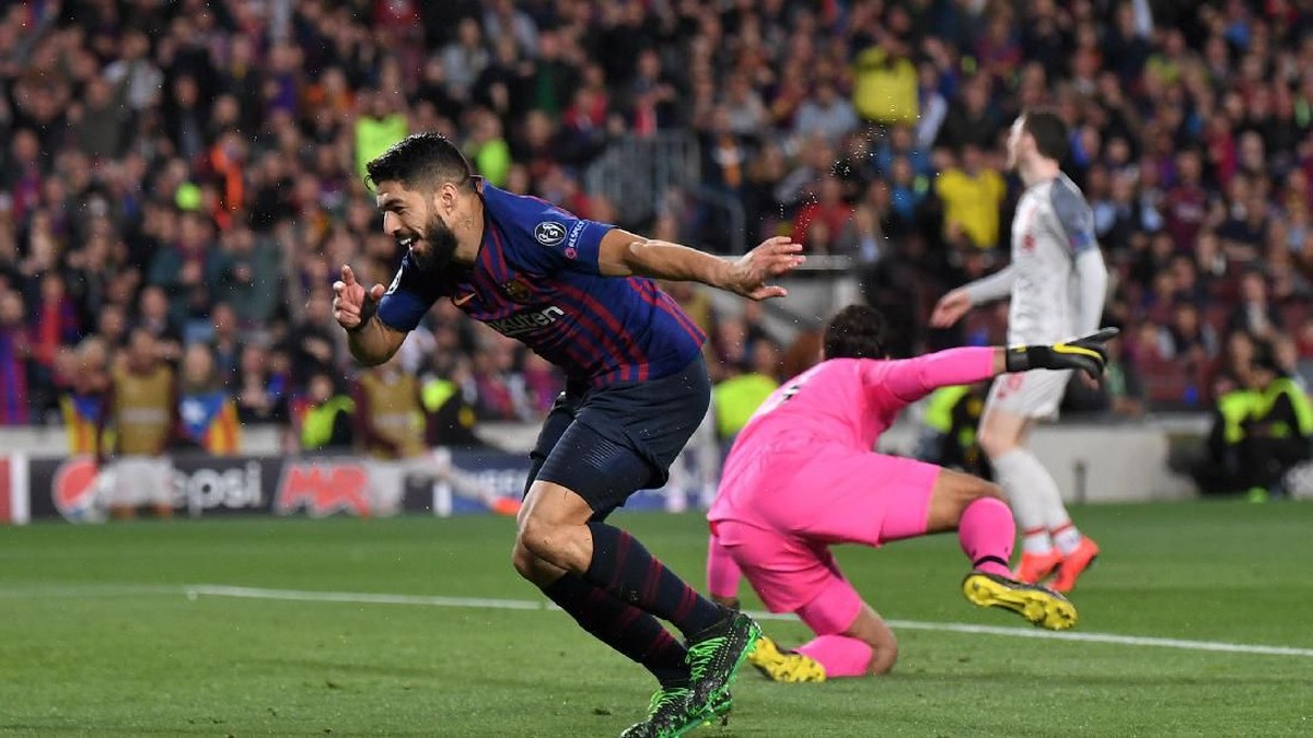 Barcelona vs Liverpool tuntas 1-0 di babak pertama berkat gol Luis Suarez (Michael Regan/Getty Images)