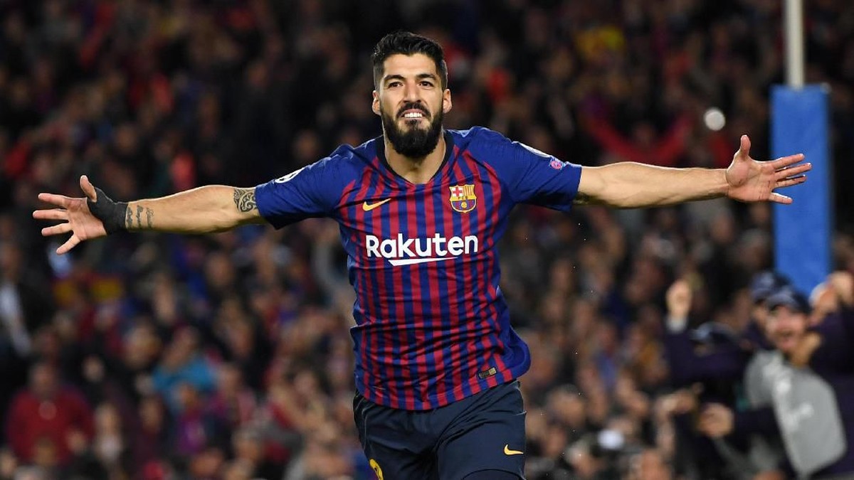 Perayaan gol Luis Suarez ke gawang Liverpool. (Foto: Matthias Hangst/Getty Images)