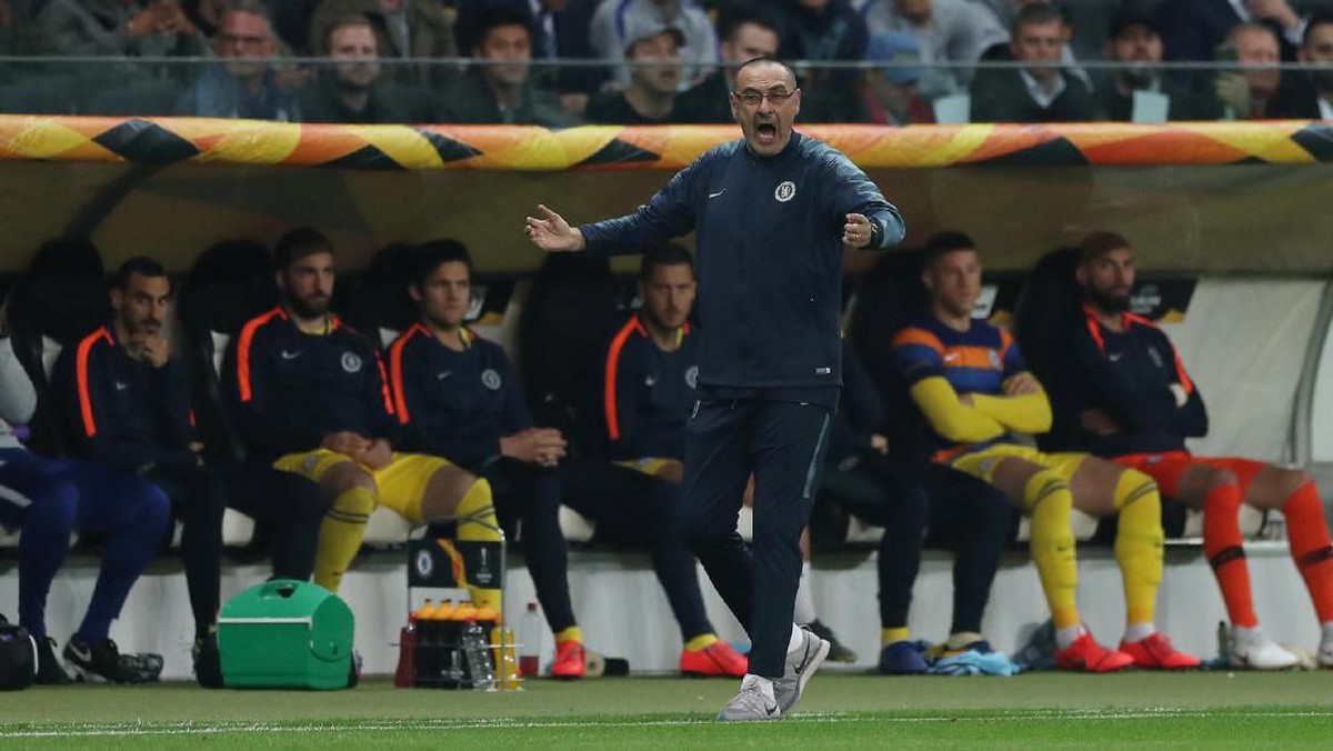 Maurizio Sarri menilai Chelsea seharusnya bisa mencetak gol lebih banyak ke gawang Eintracht Frankfurt (Foto: Lee Smith/Action Images via Reuters)