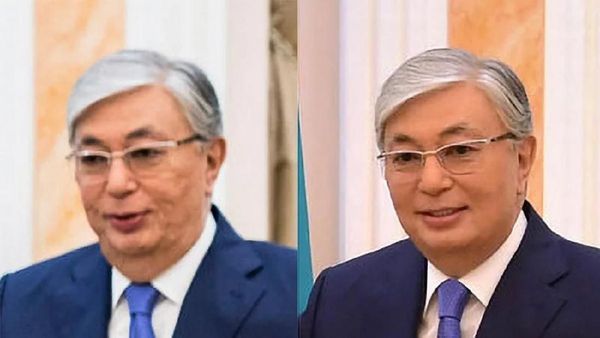 Perbandingan Foto Presiden Kazakhstan Asli dan Editan