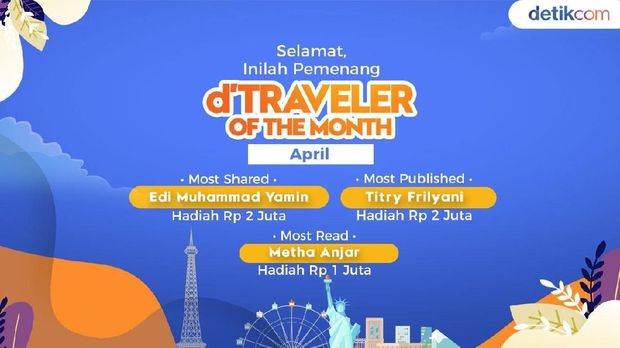 d'Traveler of The Month Kini Berhadiah Jutaan Rupiah! Ini Juara Bulan April