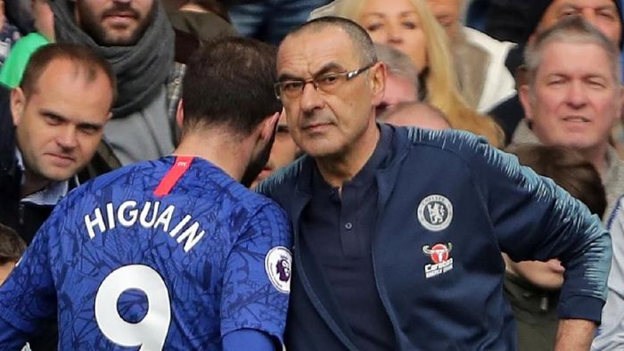Maurizio Sarri dan Gonzalo Higuain bereuni di Juventus (Foto: Richard Heathcote / Getty Images) Maurizio Sarri dan Gonzalo Higuain bereuni di Juventus (Foto: Richard Heathcote / Getty Images)