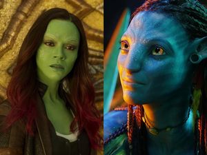 Hijau dan Biru Zoe Saldana di Film Paling Laris Sedunia