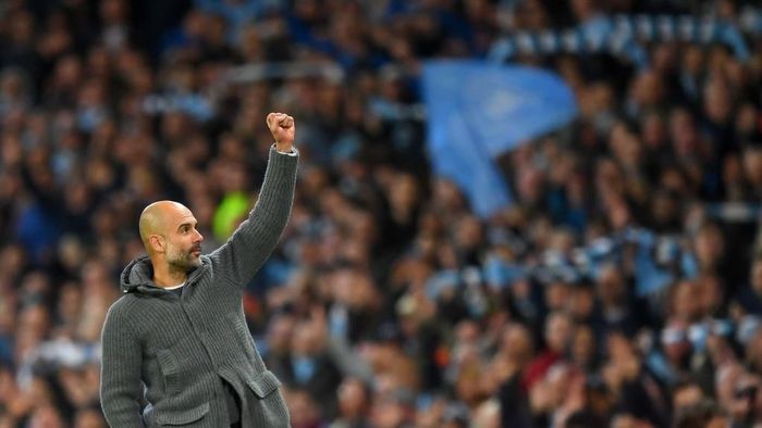 Pep Guardiola merayakan kemenangan Manchester City atas Leicester City. (Foto: Michael Regan/Getty Images) Pep Guardiola merayakan kemenangan Manchester City atas Leicester City. (Foto: Michael Regan/Getty Images)