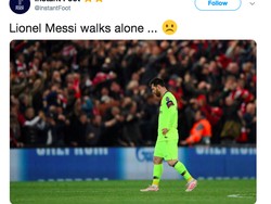 Messi tak bisa berbuat banyak di Anfield untuk menyelamatkan Barcelona. Foto: istimewa