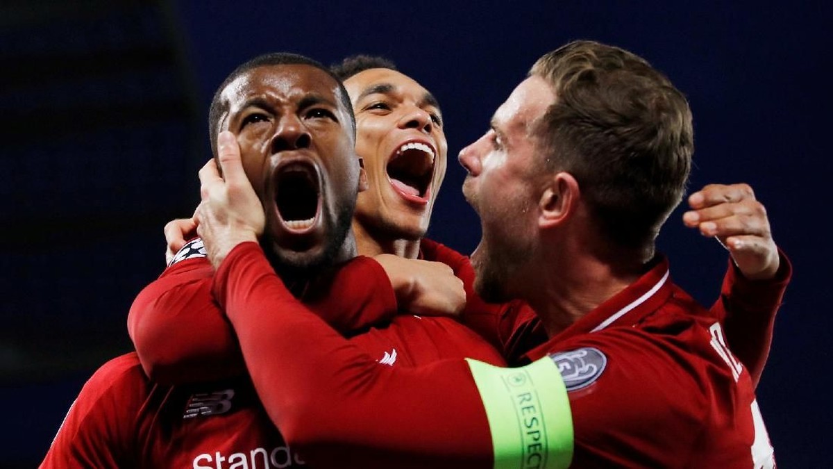 Pemain Liverpool merayakan gol ke gawang Barcelona di leg kedua semifinal Liga Champions. (Foto: Phil Noble/Reuters)