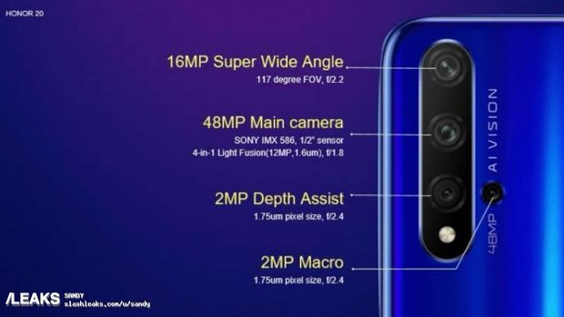 Muncul Bocoran Skema Empat Kamera Honor 20 dan 20 Pro