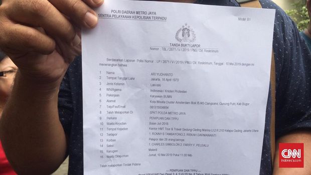 Surat LP kasus penipuan HMT tour & travel.