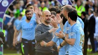 Manchester City menjadi juara pada Minggu (12/5/2019) malam WIB. The Citizens mengumpulkan 98 poin, unggul satu angka dari Liverpool. (Foto: Toby Melville/Reuters)