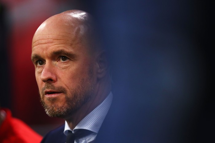 AMSTERDAM, NETHERLANDS - APRIL 23: Ajax Head Coach / Manager, Erik ten Hag looks on during the Eredivisie match between Ajax and Vitesse at Johan Cruyff Arena on April 23, 2019 in Amsterdam, Netherlands. (Photo by Dean Mouhtaropoulos/Getty Images)