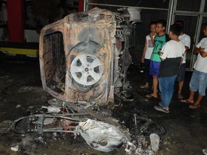 Tiga Mobil Jadi Bangkai Usai Kerusuhan di Lapas Langkat