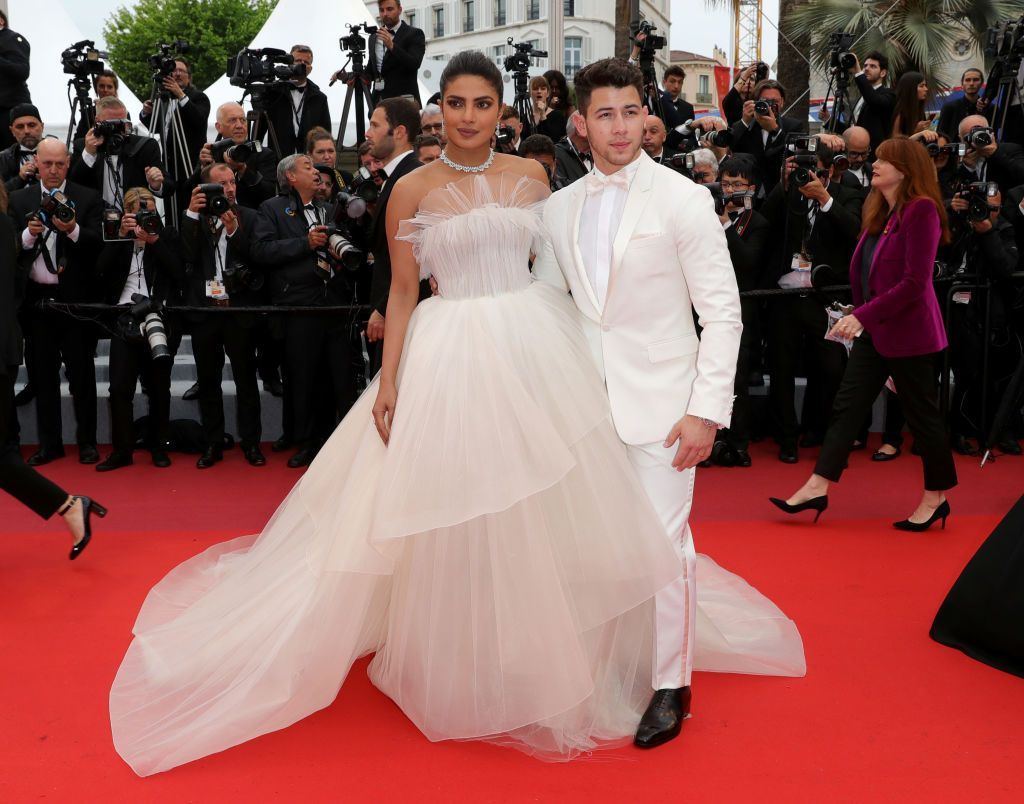 CANNES, FRANCE - MAY 18: Priyanka Chopra and Nick Jonas attend the screening of 