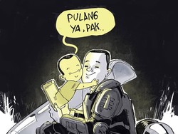 Haru! Ilustrasi Petugas Polri Video Call Anak di Aksi 22 Mei