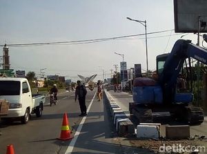Pantura Kudus Ramai, Pembatas Lajur di depan SPBU Tanggulangin Dibongkar
